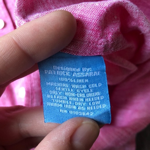 Toscano Aqua Mens XXL Red White 100% Linen Short Sleeve Button Down Shirt - Picture 7 of 7